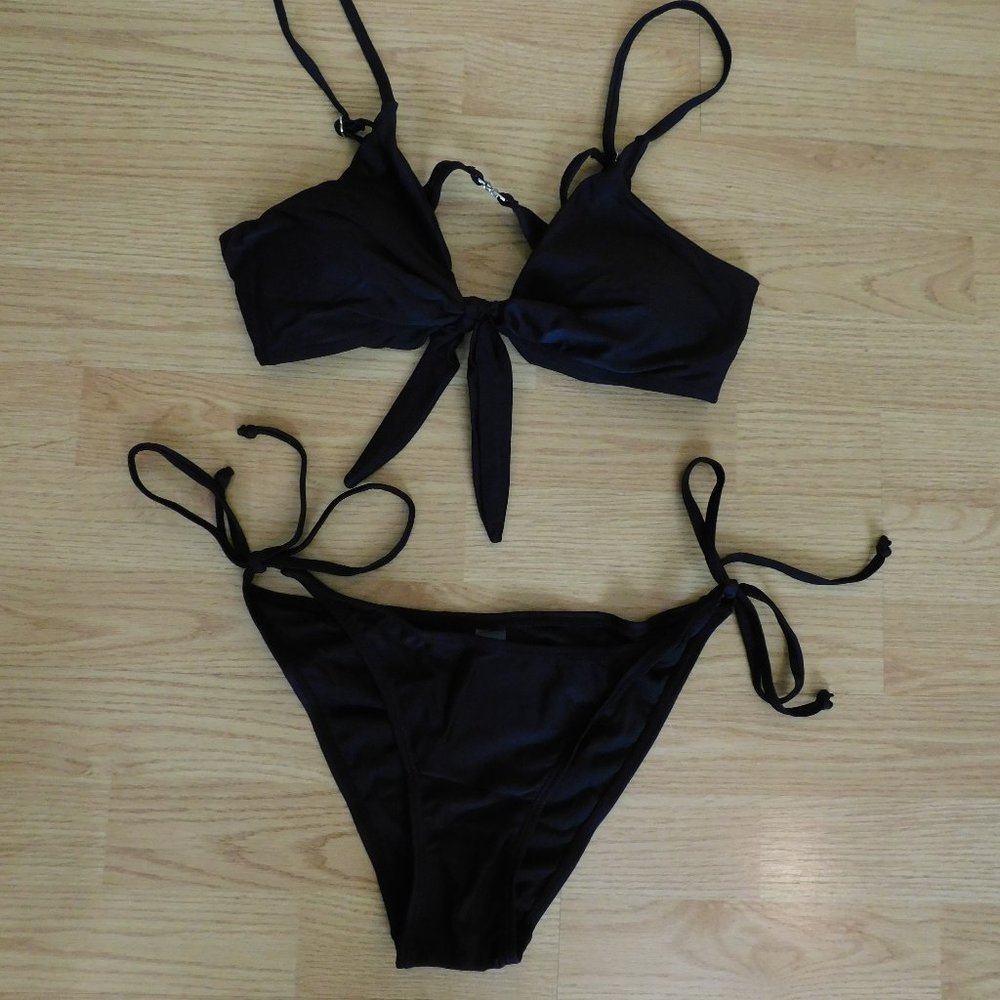 Black Bikini - L - XL - Bottoms tie on Side - New